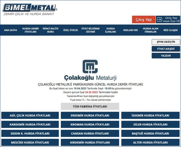 bimel metal özel üyelik reklamsız sayfalar
